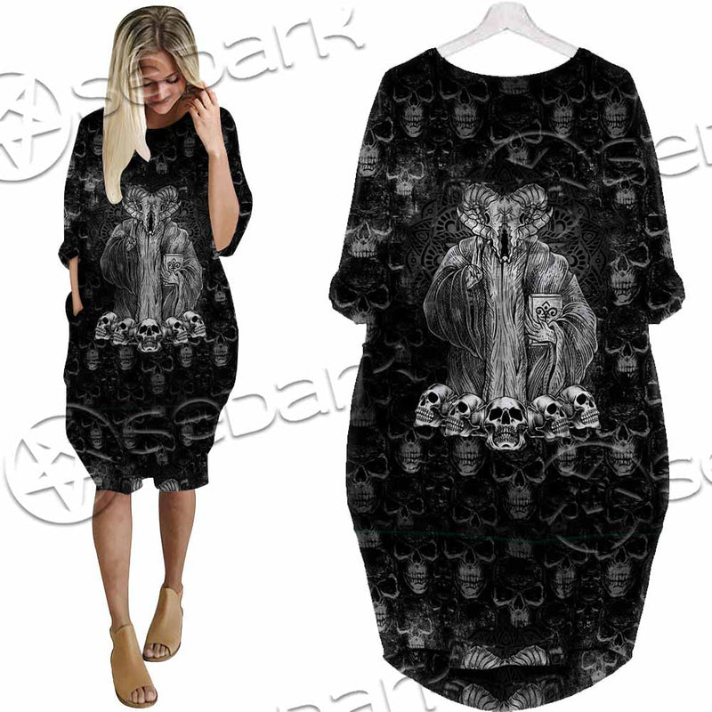 Baphomet Satanic Head SED-1143 Batwing Pocket Dress