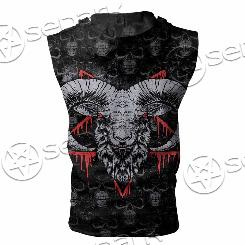 Baphomet Satanic Head SED-1143 Zip Sleeveless Hoodie