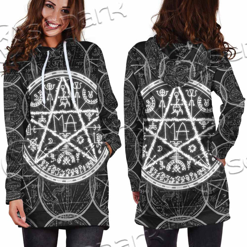 Fantasy Symbols And Pentagram SED-1144 Hoodie Dress