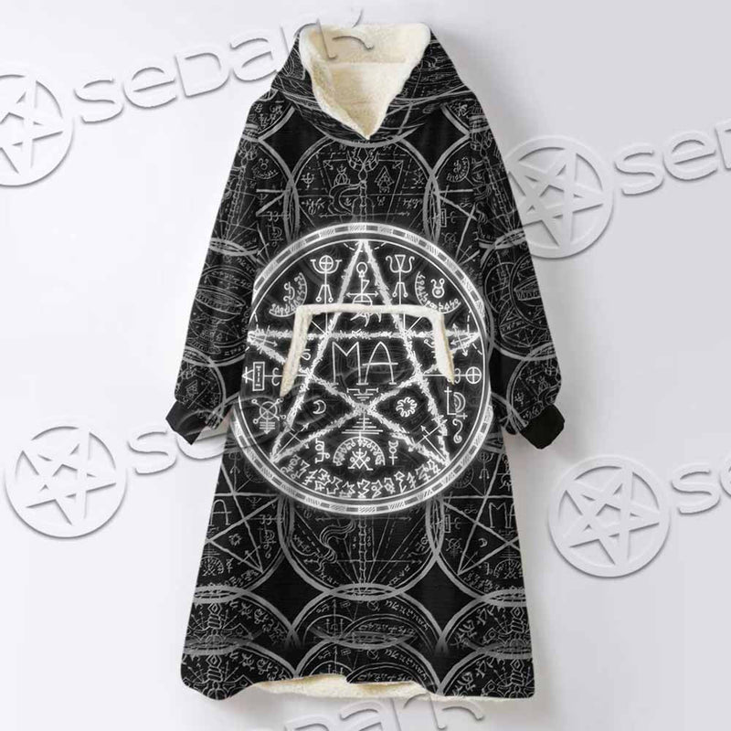 Fantasy Symbols And Pentagram SED-1144 Oversized Sherpa Blanket Hoodie