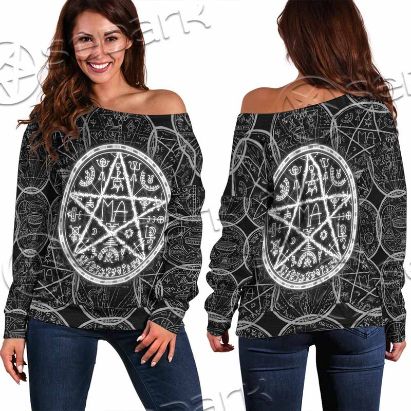 Fantasy Symbols And Pentagram SED-1144 Off Shoulder Sweaters