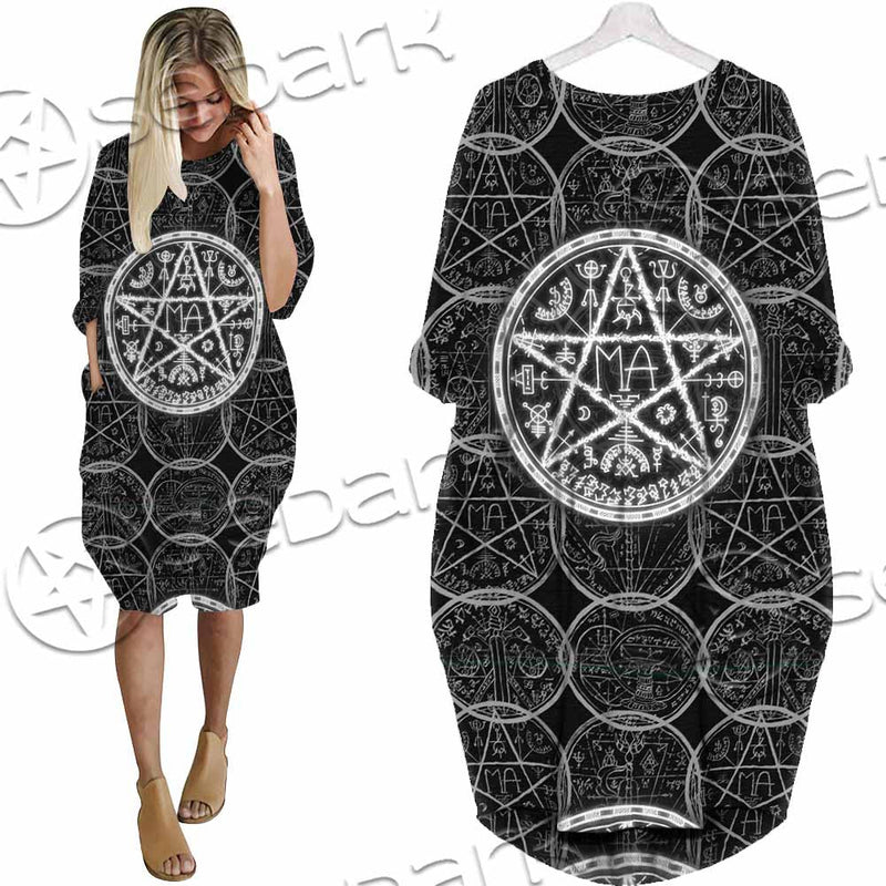 Fantasy Symbols And Pentagram SED-1144 Batwing Pocket Dress