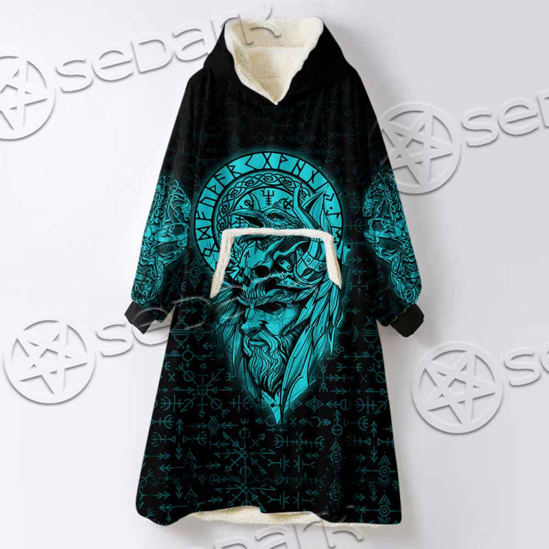 Runes Viking SED-1151 Oversized Sherpa Blanket Hoodie