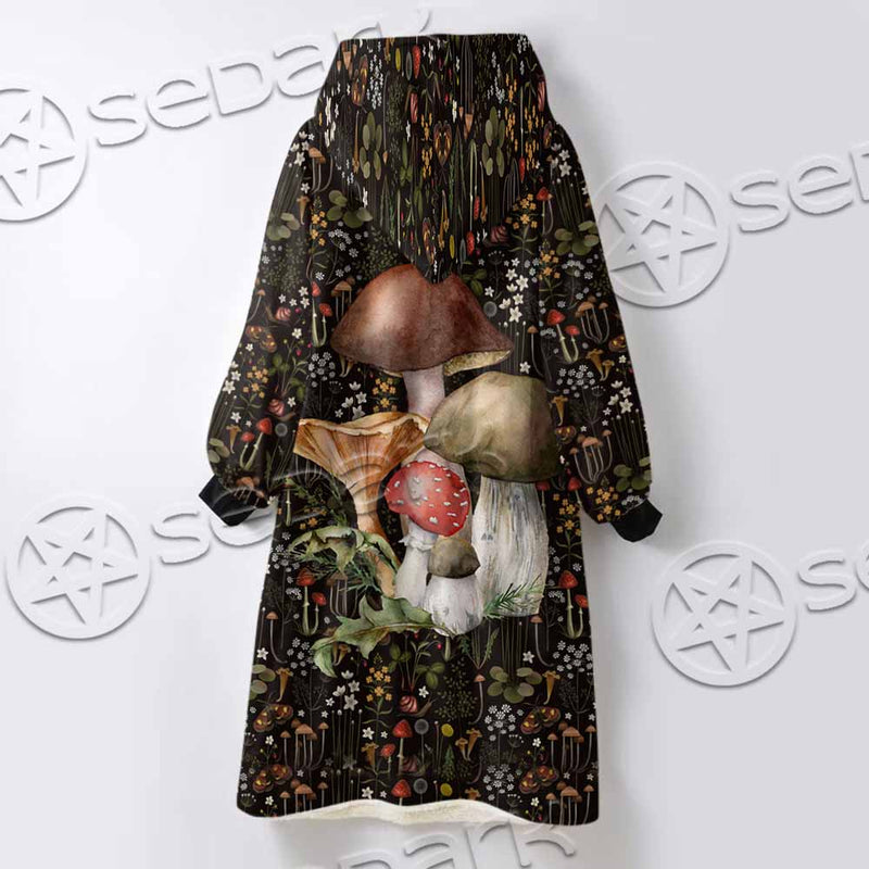 Mushroom Botanical SED-1154 Oversized Sherpa Blanket Hoodie