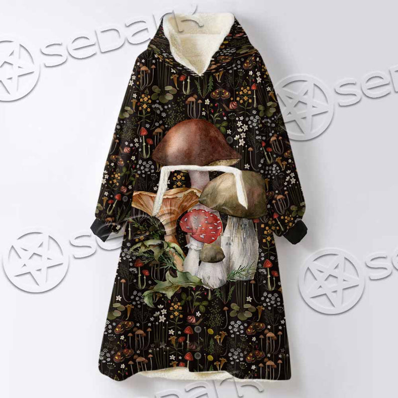 Mushroom Botanical SED-1154 Oversized Sherpa Blanket Hoodie