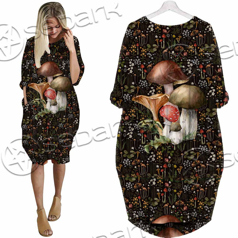 Mushroom Botanical SED-1154 Batwing Pocket Dress