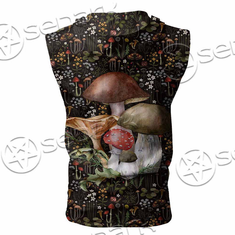 Mushroom Botanical SED-1154 Zip Sleeveless Hoodie