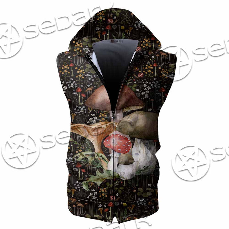 Mushroom Botanical SED-1154 Zip Sleeveless Hoodie