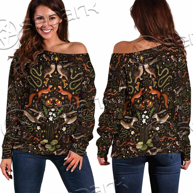 Botanical Garden Plants SED-1155 Off Shoulder Sweaters