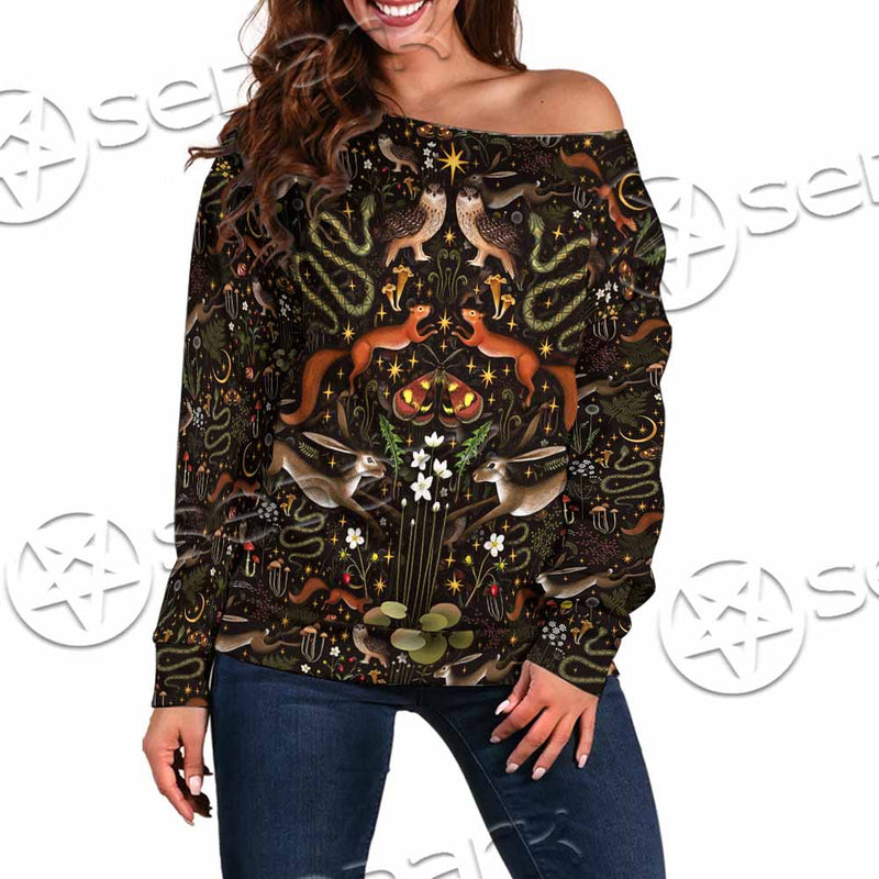 Botanical Garden Plants SED-1155 Off Shoulder Sweaters
