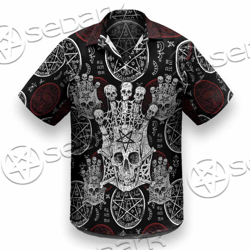 Evil Skull And Pentagram On Red SED-1157 Shirt Allover