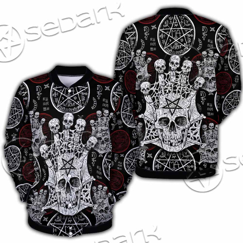 Evil Skull And Pentagram On Red SED-1157 Button Jacket