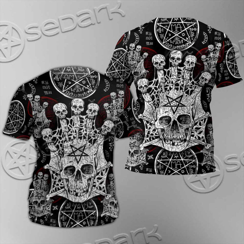 Evil Skull And Pentagram On Red SED-1157 Unisex T-shirt