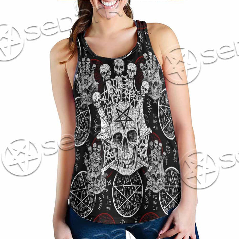 Evil Skull And Pentagram On Red SED-1157 Women Tank Top