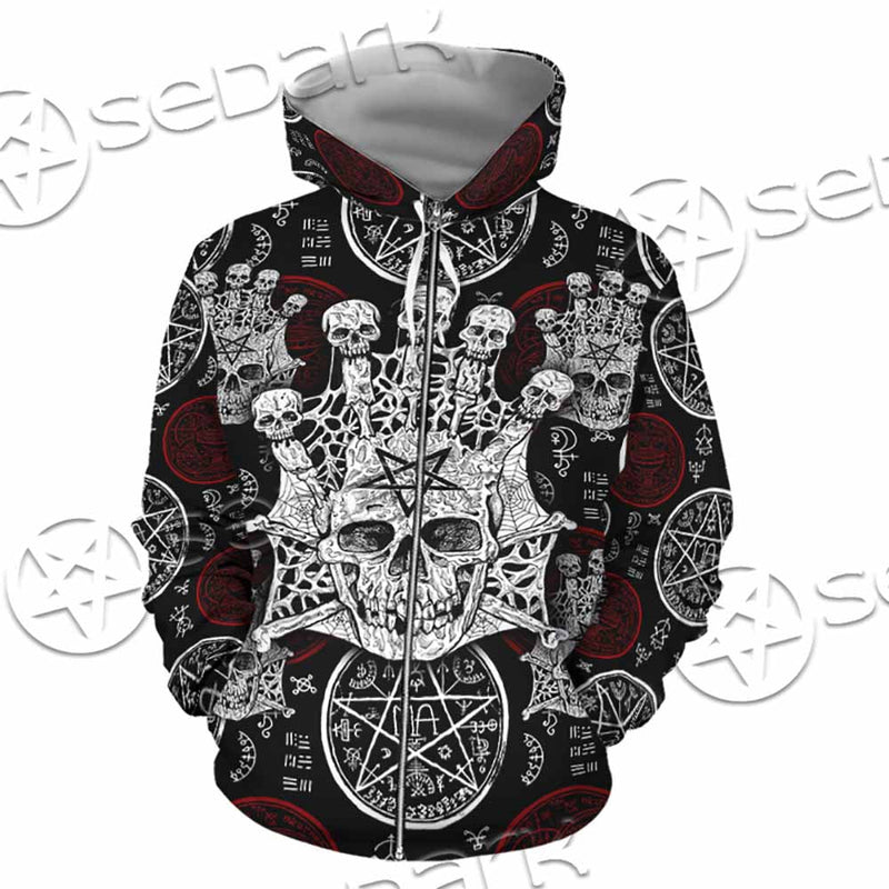 Evil Skull And Pentagram On Red SED-1157 Hoodie & Zip Hoodie