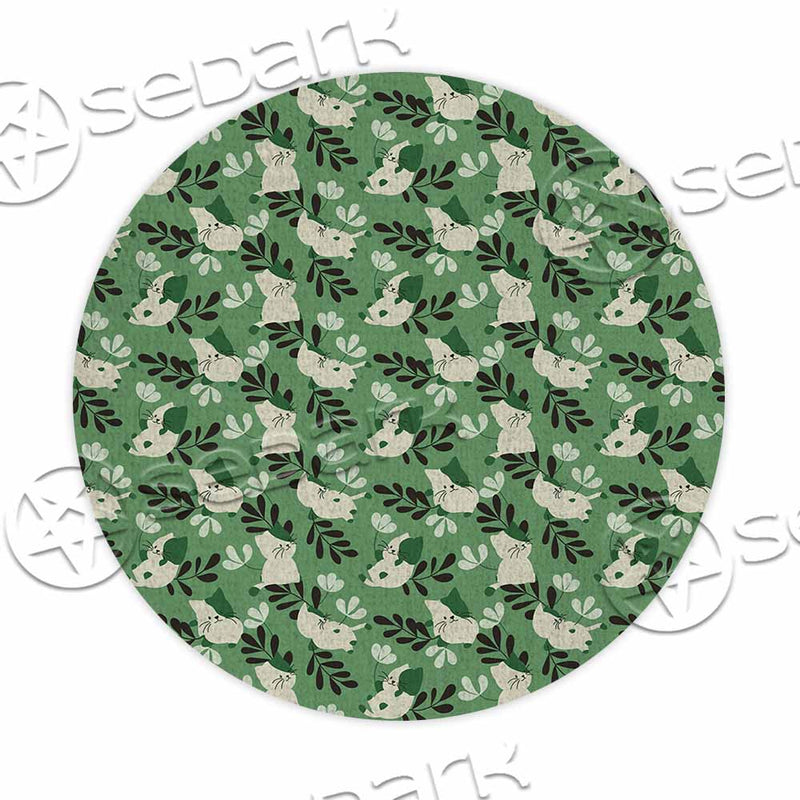 Botanical Cat And Leaves SED-1162 Round Carpet