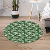 Botanical Cat And Leaves SED-1162 Round Carpet