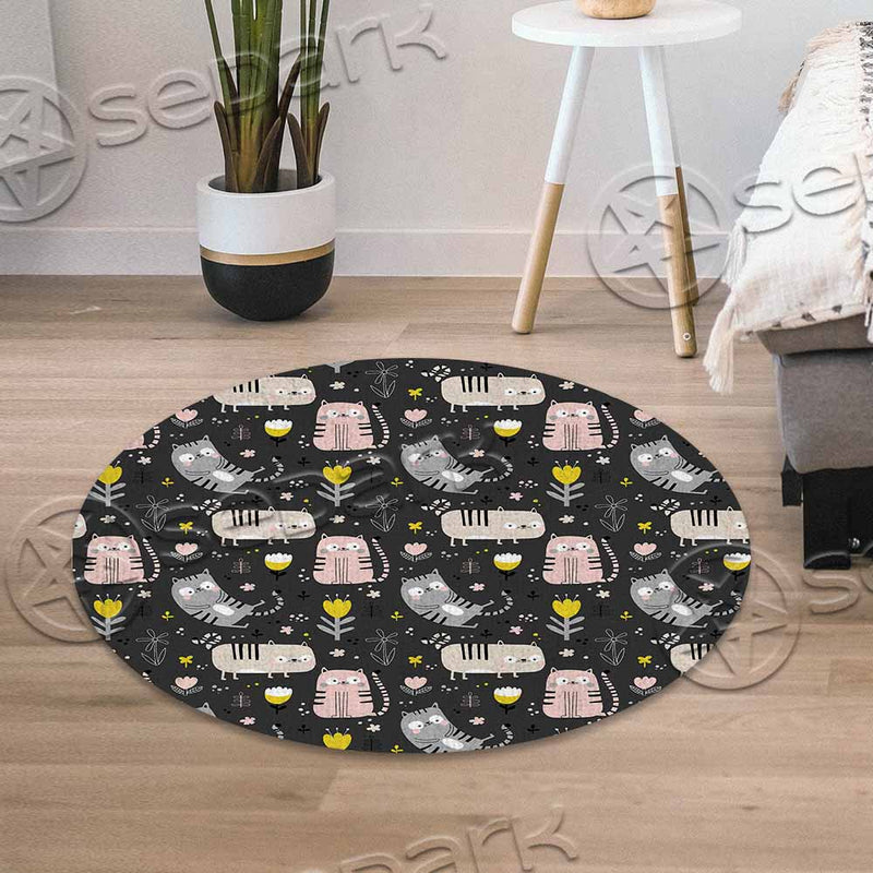 Botanical Funny Cat And Tree SED-1163 Round Carpet