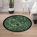 Botanical Black Cat And Leaves SED-1164 Round Carpet