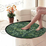 Botanical Black Cat And Leaves SED-1164 Round Carpet