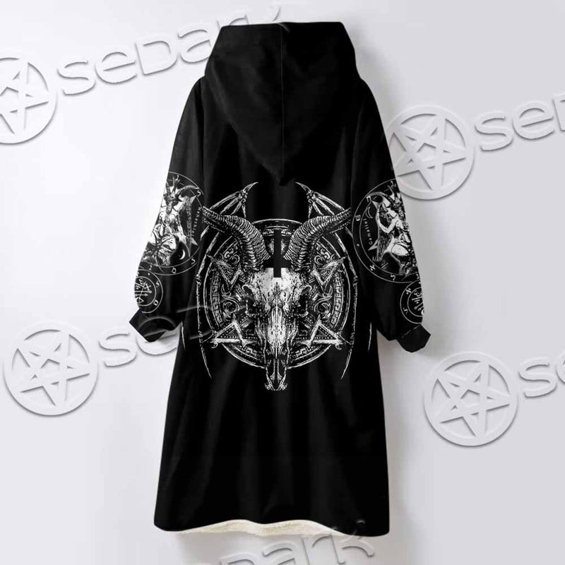 Satanic Horrordelic Dark SED-1165 Oversized Sherpa Blanket Hoodie