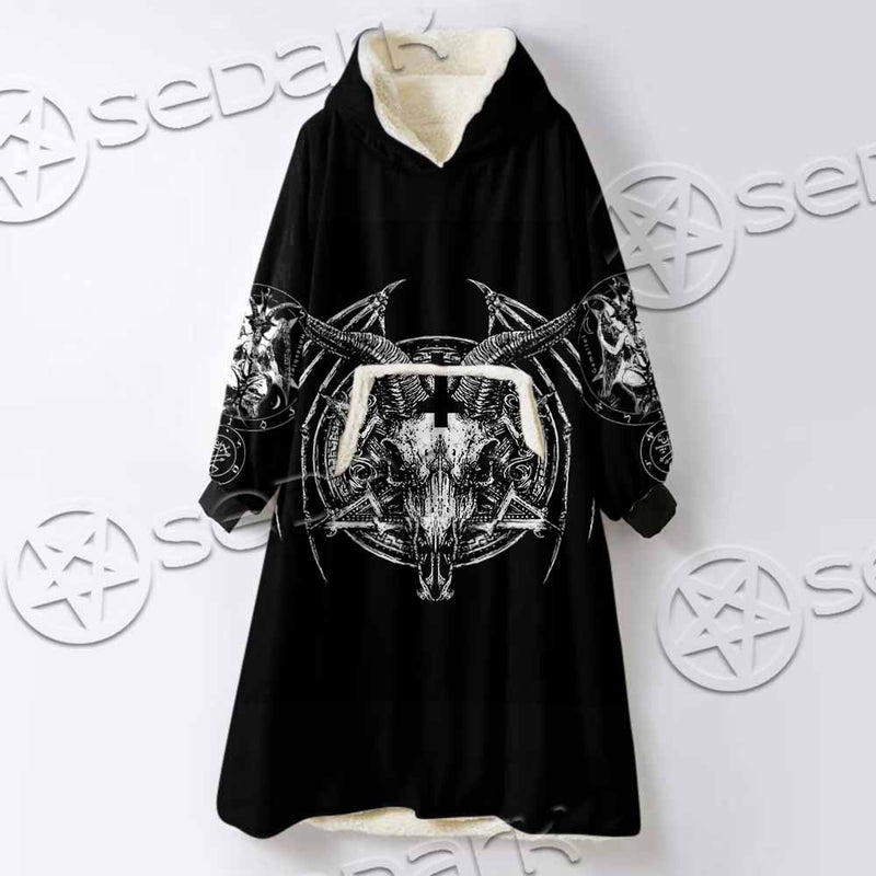 Satanic Horrordelic Dark SED-1165 Oversized Sherpa Blanket Hoodie