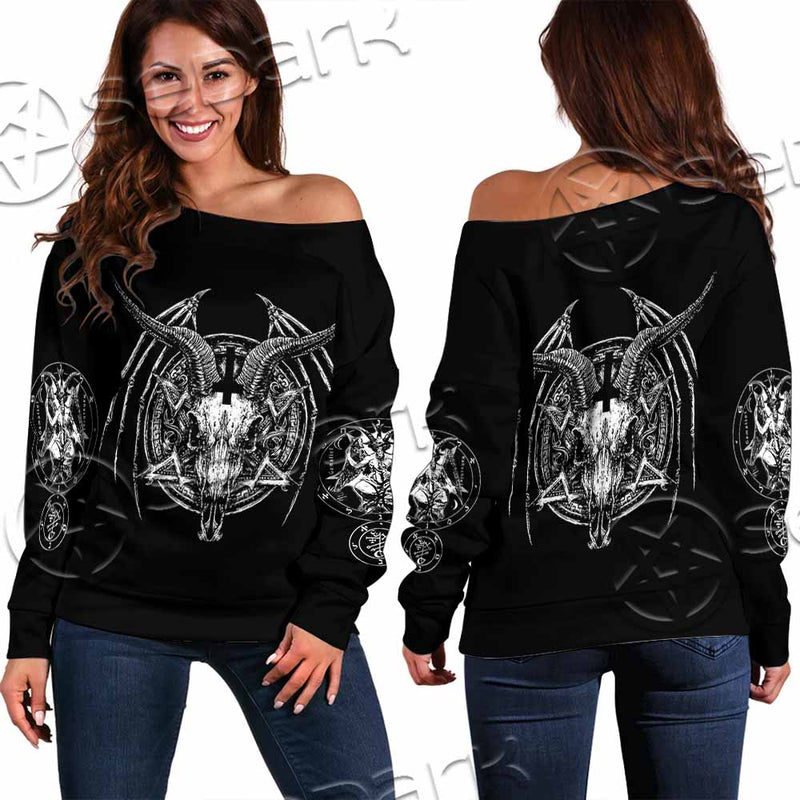 Satanic Horrordelic Dark SED-1165 Off Shoulder Sweaters