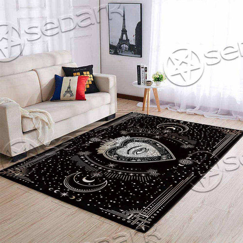 Gothic Ornate Mystic Eye Inside Decorative Heart SED-1172 Area Rug