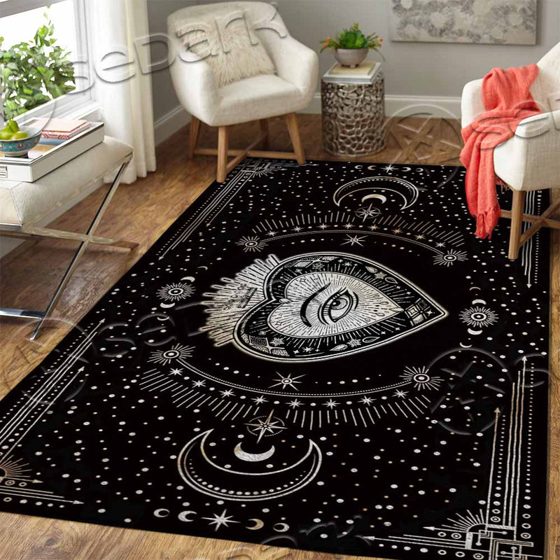 Gothic Ornate Mystic Eye Inside Decorative Heart SED-1172 Area Rug