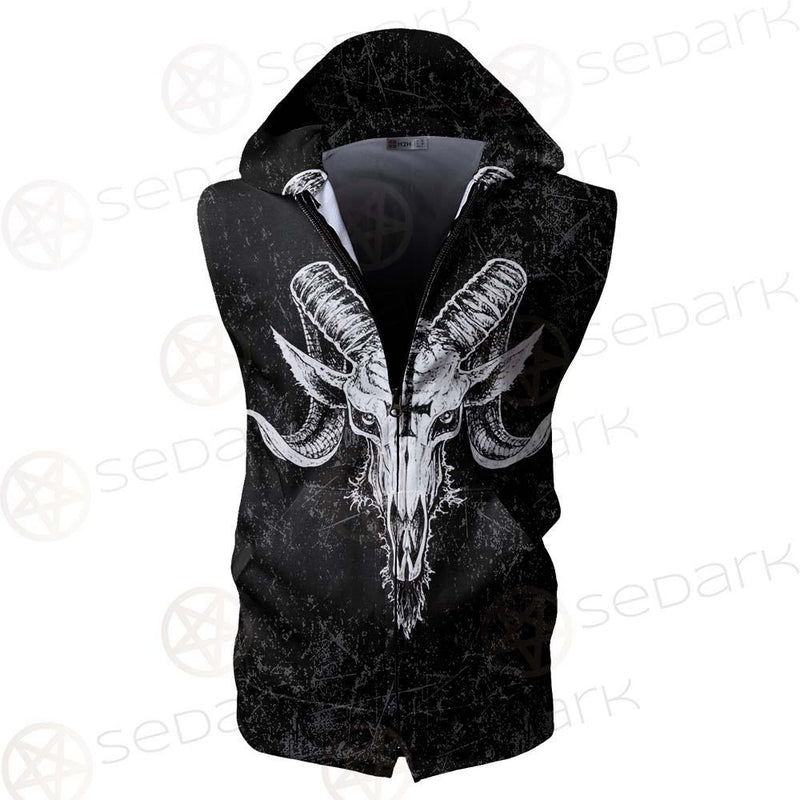 Satanic Goat Head SED-238A Zip Sleeveless Hoodie