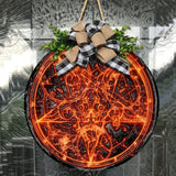 Sigil Of Fire Baphomet Round Wooden Sign