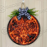 Sigil Of Fire Baphomet Round Wooden Sign