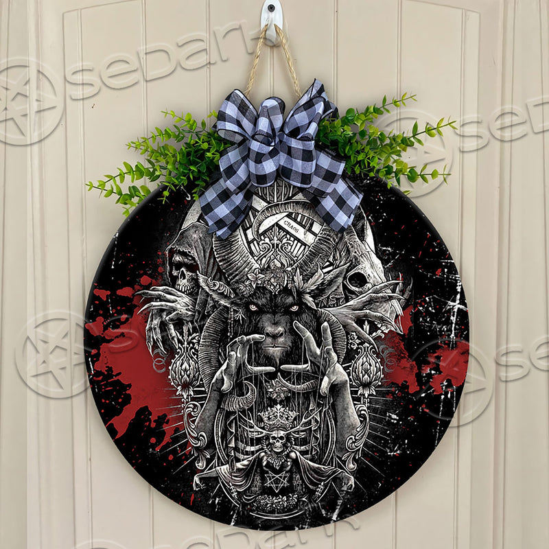 Satanic 666 Chaos Eternity Round Wooden Sign