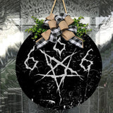 Satanic 666 pentagram Round Wooden Sign