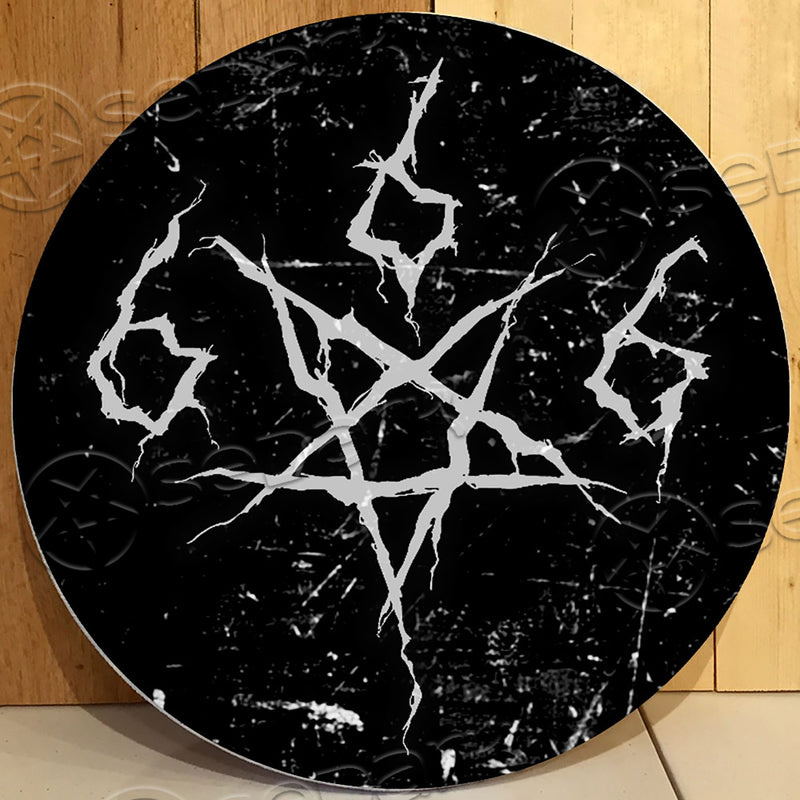Satanic 666 pentagram Round Wooden Sign