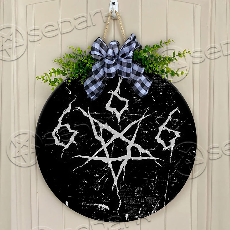Satanic 666 pentagram Round Wooden Sign