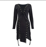 Gothic Black Dress Sexy V-neck