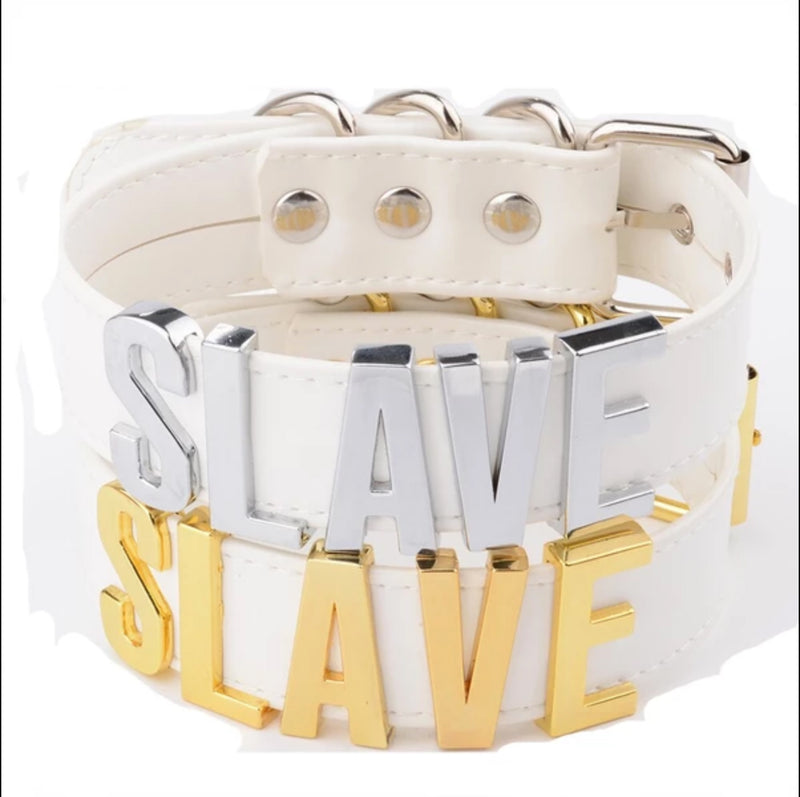 Unisex Necklace Silver Slave Name Word