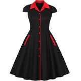 Vintage Black and Red Midi Dress