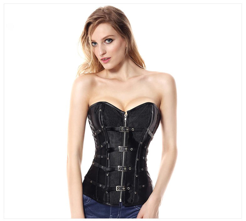 Plus Size Women's Gothic Corset Satin Zipper