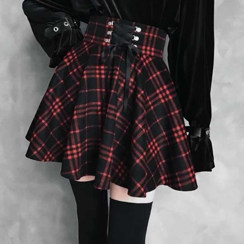 Vintage Black and Red Plaid Skirt