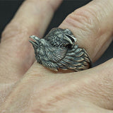 Viking Men Two Entwined Ravens Ring