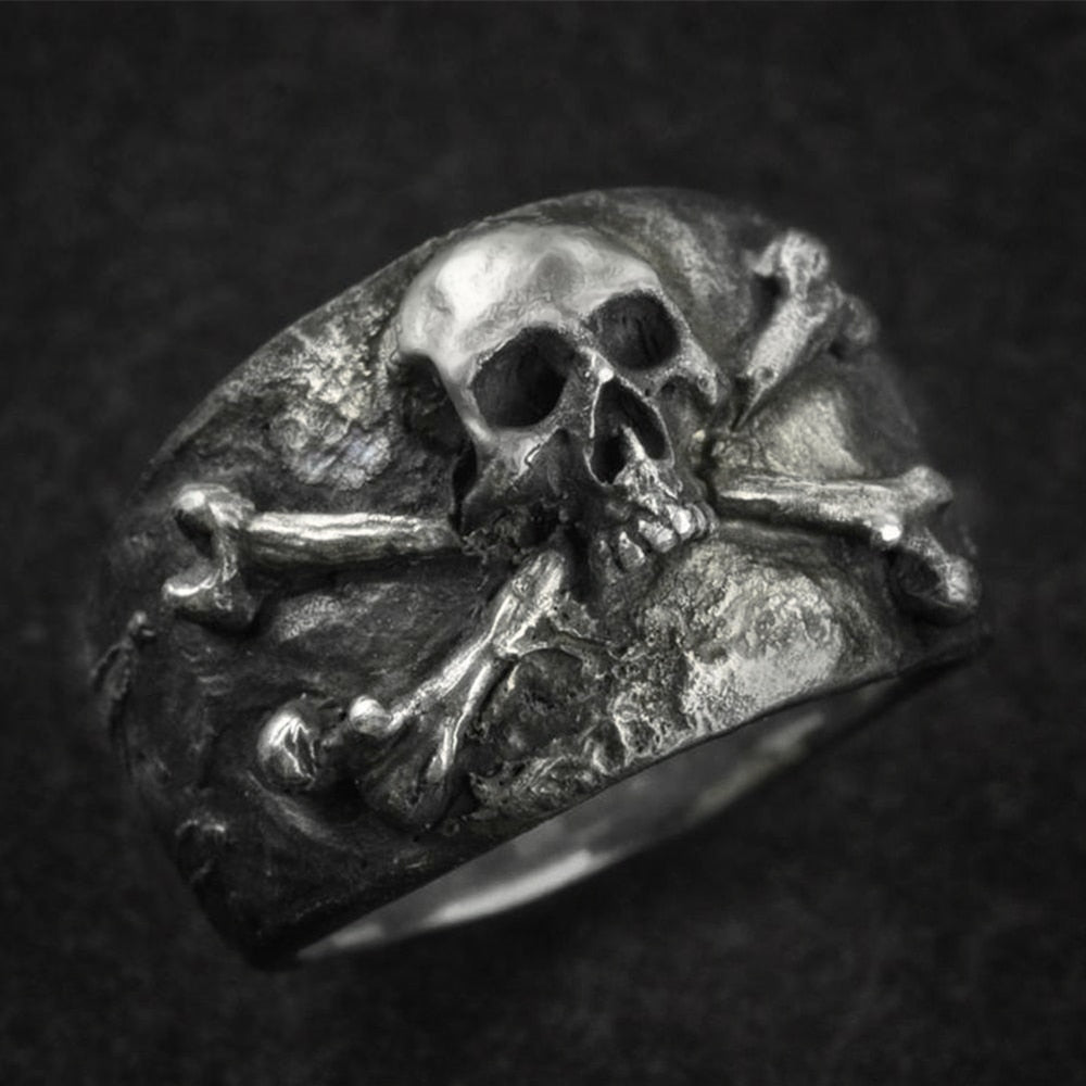 Vintage Crossbones Pirate Skull Ring