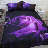 Rose Purple Floral Quilt  Bed set