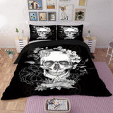 Skull Black Quilt Duvet Doona Bed set