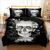 Skull Black Quilt Duvet Doona Bed set
