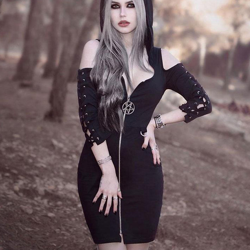 Hooded Star Zipper Dress