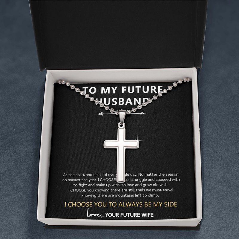To My Future Husband - Faith - Love Stainless Cross Necklace with Ball Chain