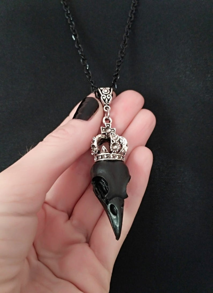 Skull Raven With Crown Pendant Necklace
