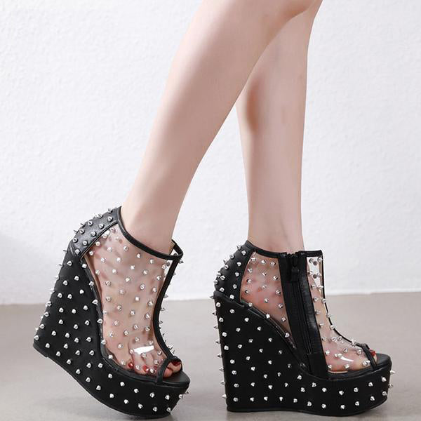 Rivets Boots Open Toe